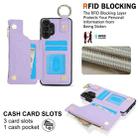 For Samsung Galaxy A13 4G / 5G RFlD Anti-theft Double Buckle Ring Zipper Card Phone Case(Purple) - 3