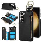 For Samsung Galaxy A54 4G / 5G RFlD Anti-theft Double Buckle Ring Zipper Card Phone Case(Black) - 1
