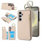 For Samsung Galaxy A35 5G RFlD Anti-theft Double Buckle Ring Zipper Card Phone Case(White) - 1