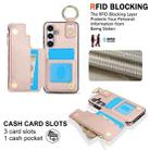 For Samsung Galaxy A25 4G / 5G RFlD Anti-theft Double Buckle Ring Zipper Card Phone Case(Rose Gold) - 3
