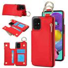 For Samsung Galaxy A51 4G RFlD Anti-theft Double Buckle Ring Zipper Card Phone Case(Red) - 1