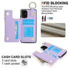 For Samsung Galaxy A51 4G RFlD Anti-theft Double Buckle Ring Zipper Card Phone Case(Purple) - 3