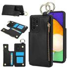 For Samsung Galaxy A52 4G / 5G RFlD Anti-theft Double Buckle Ring Zipper Card Phone Case(Black) - 1