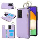 For Samsung Galaxy A52 4G / 5G RFlD Anti-theft Double Buckle Ring Zipper Card Phone Case(Purple) - 1