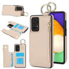 For Samsung Galaxy A72 4G / 5G RFlD Anti-theft Double Buckle Ring Zipper Card Phone Case(White) - 1