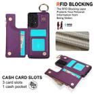 For Samsung Galaxy A73 4G / 5G RFlD Anti-theft Double Buckle Ring Zipper Card Phone Case(Dark Purple) - 3