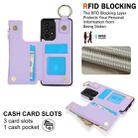 For Samsung Galaxy A73 4G / 5G RFlD Anti-theft Double Buckle Ring Zipper Card Phone Case(Purple) - 3