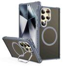 For Samsung Galaxy S24 Ultra 5G Rainbow Series Skin Feel MagSafe Lens Holder Phone Case(Grey) - 1