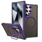 For Samsung Galaxy S24 Ultra 5G Rainbow Series Skin Feel MagSafe Lens Holder Phone Case(Dark Purple) - 1