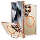 For Samsung Galaxy S24 Ultra 5G Rainbow Series Transparent MagSafe Lens Holder Phone Case(Orange) - 1