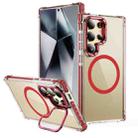 For Samsung Galaxy S24 Ultra 5G Rainbow Series Transparent MagSafe Lens Holder Phone Case(Red) - 1