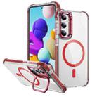 For Samsung Galaxy S23 FE 5G Rainbow Series Transparent MagSafe Lens Holder Phone Case(Red) - 1