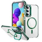 For Samsung Galaxy S23 FE 5G Rainbow Series Transparent MagSafe Lens Holder Phone Case(Green) - 1