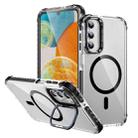For Samsung Galaxy A15 Rainbow Series Transparent MagSafe Lens Holder Phone Case(Black) - 1