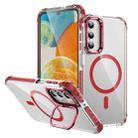 For Samsung Galaxy A15 Rainbow Series Transparent MagSafe Lens Holder Phone Case(Red) - 1