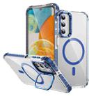 For Samsung Galaxy A15 Rainbow Series Transparent MagSafe Lens Holder Phone Case(Blue) - 1