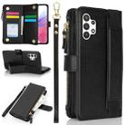 For Samsung Galaxy A13 5G / 4G Wristband Holder Zipper Purse RFID Leather Phone Case(Black) - 1