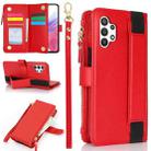 For Samsung Galaxy A13 5G / 4G Wristband Holder Zipper Purse RFID Leather Phone Case(Red) - 1