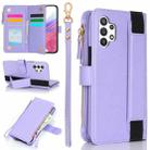 For Samsung Galaxy A13 5G / 4G Wristband Holder Zipper Purse RFID Leather Phone Case(Purple) - 1