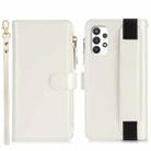 For Samsung Galaxy A52 Wristband Holder Zipper Purse RFID Leather Phone Case(White) - 2