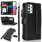 For Samsung Galaxy A53 Wristband Holder Zipper Purse RFID Leather Phone Case(Black) - 1
