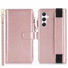 For Samsung Galaxy A55 Wristband Holder Zipper Purse RFID Leather Phone Case(Rose Gold) - 2