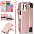 For Samsung Galaxy A72 Wristband Holder Zipper Purse RFID Leather Phone Case(Rose Gold) - 1