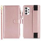 For Samsung Galaxy A72 Wristband Holder Zipper Purse RFID Leather Phone Case(Rose Gold) - 2