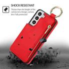 For Samsung Galaxy S21 FE 5G RFlD Anti-theft Double Buckle Ring Zipper Card Phone Case(Red) - 2