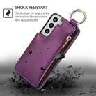 For Samsung Galaxy S21 FE 5G RFlD Anti-theft Double Buckle Ring Zipper Card Phone Case(Dark Purple) - 2