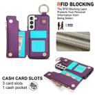 For Samsung Galaxy S21 FE 5G RFlD Anti-theft Double Buckle Ring Zipper Card Phone Case(Dark Purple) - 3