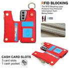 For Samsung Galaxy S21 5G RFlD Anti-theft Double Buckle Ring Zipper Card Phone Case(Red) - 3