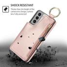 For Samsung Galaxy S21 5G RFlD Anti-theft Double Buckle Ring Zipper Card Phone Case(Rose Gold) - 2