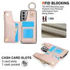 For Samsung Galaxy S21 5G RFlD Anti-theft Double Buckle Ring Zipper Card Phone Case(Rose Gold) - 3