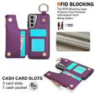 For Samsung Galaxy S21 5G RFlD Anti-theft Double Buckle Ring Zipper Card Phone Case(Dark Purple) - 3