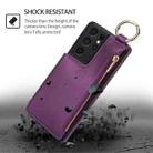 For Samsung Galaxy S21 Ultra 5G RFlD Anti-theft Double Buckle Ring Zipper Card Phone Case(Dark Purple) - 2