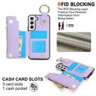 For Samsung Galaxy S22 5G RFlD Anti-theft Double Buckle Ring Zipper Card Phone Case(Purple) - 3