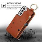 For Samsung Galaxy S22+ 5G RFlD Anti-theft Double Buckle Ring Zipper Card Phone Case(Brown) - 2