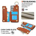 For Samsung Galaxy S22+ 5G RFlD Anti-theft Double Buckle Ring Zipper Card Phone Case(Brown) - 3