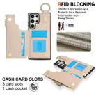 For Samsung Galaxy S22 Ultra 5G RFlD Anti-theft Double Buckle Ring Zipper Card Phone Case(White) - 3