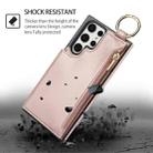 For Samsung Galaxy S22 Ultra 5G RFlD Anti-theft Double Buckle Ring Zipper Card Phone Case(Rose Gold) - 2