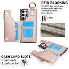 For Samsung Galaxy S22 Ultra 5G RFlD Anti-theft Double Buckle Ring Zipper Card Phone Case(Rose Gold) - 3