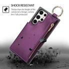 For Samsung Galaxy S22 Ultra 5G RFlD Anti-theft Double Buckle Ring Zipper Card Phone Case(Dark Purple) - 2