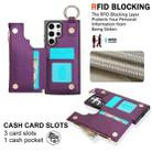 For Samsung Galaxy S22 Ultra 5G RFlD Anti-theft Double Buckle Ring Zipper Card Phone Case(Dark Purple) - 3