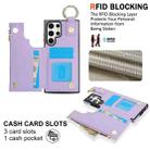 For Samsung Galaxy S22 Ultra 5G RFlD Anti-theft Double Buckle Ring Zipper Card Phone Case(Purple) - 3