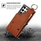 For Samsung Galaxy S22 Ultra 5G RFlD Anti-theft Double Buckle Ring Zipper Card Phone Case(Brown) - 2