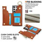 For Samsung Galaxy S22 Ultra 5G RFlD Anti-theft Double Buckle Ring Zipper Card Phone Case(Brown) - 3