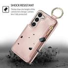 For Samsung Galaxy S23 5G RFlD Anti-theft Double Buckle Ring Zipper Card Phone Case(Rose Gold) - 2