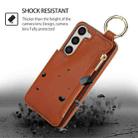 For Samsung Galaxy S23 5G RFlD Anti-theft Double Buckle Ring Zipper Card Phone Case(Brown) - 2