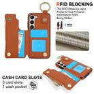 For Samsung Galaxy S23 5G RFlD Anti-theft Double Buckle Ring Zipper Card Phone Case(Brown) - 3